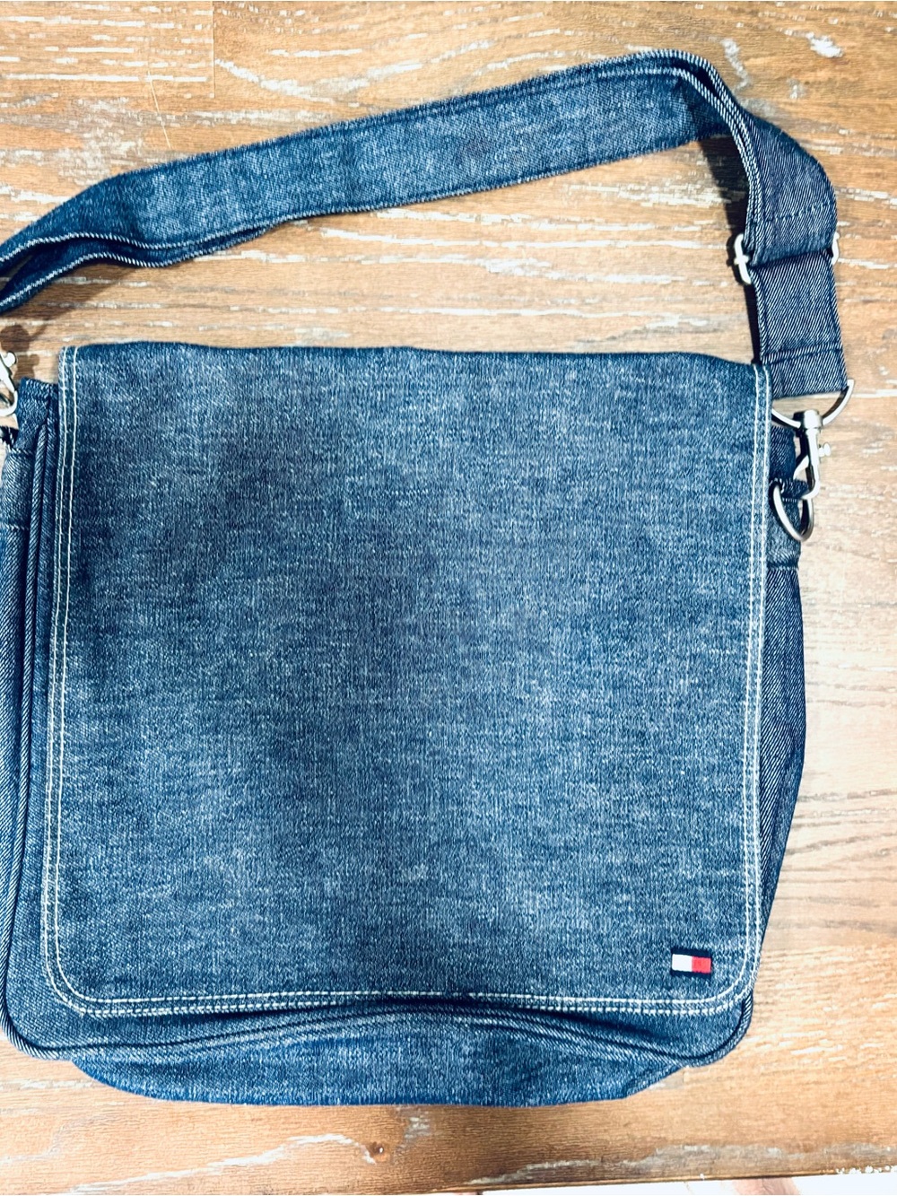 Tommy Hilfiger Denim-Style Messenger Bag in Dark Blue